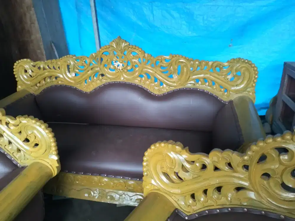 kursi tamu jati Jepara asli tua antik, ukir timbal balik terawang