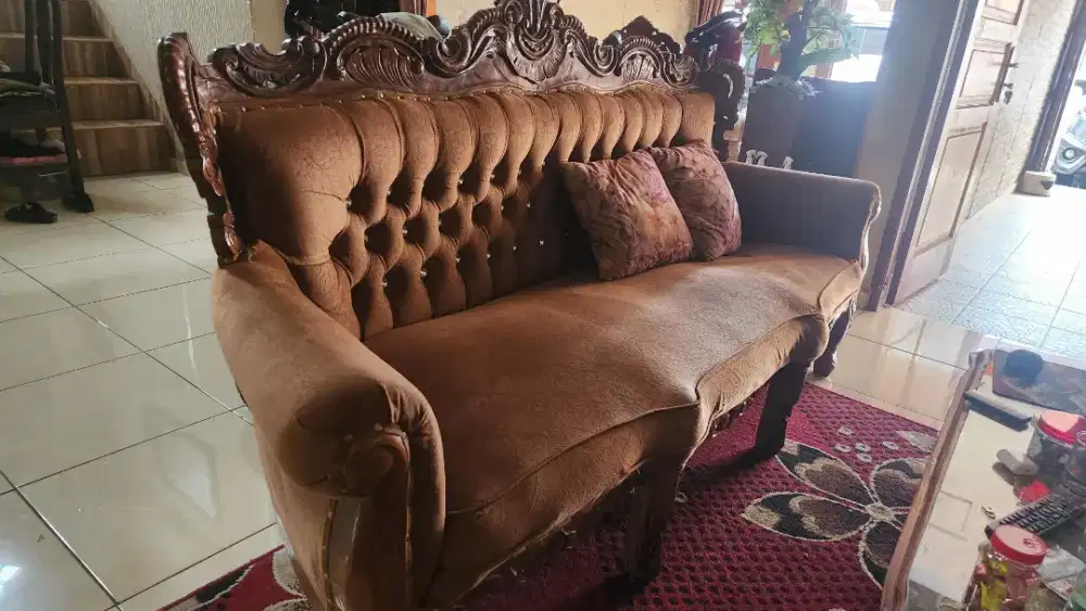1 Set Sofa Kayu Jepara Coklat