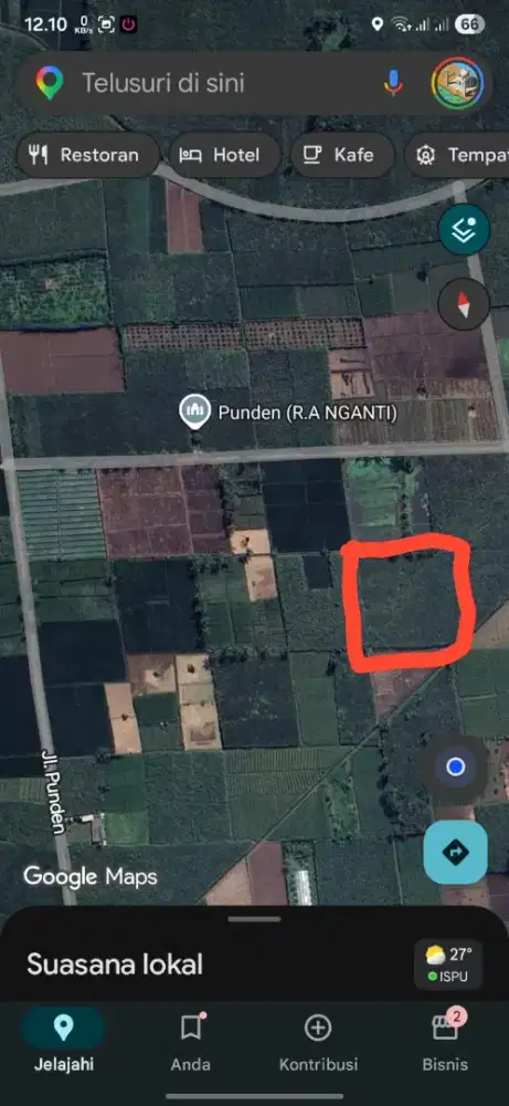 Tanah / Sawah Tebu Lokasi Strategis  luas 4.380 m2 (Punden Jatikerto)