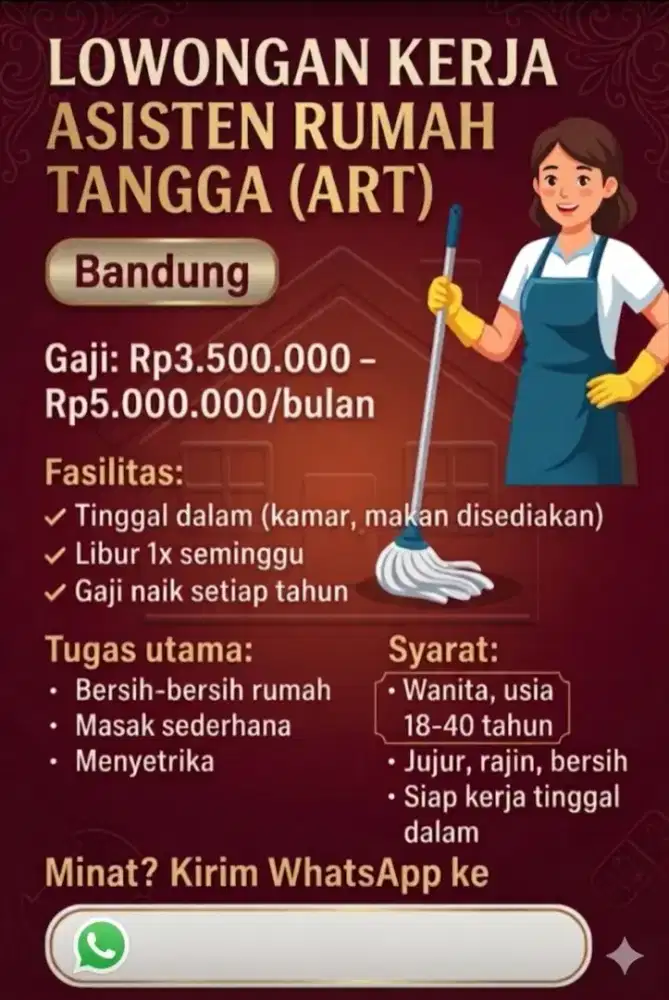DICARI ART SEGERA!  LANGSUNG KERJA