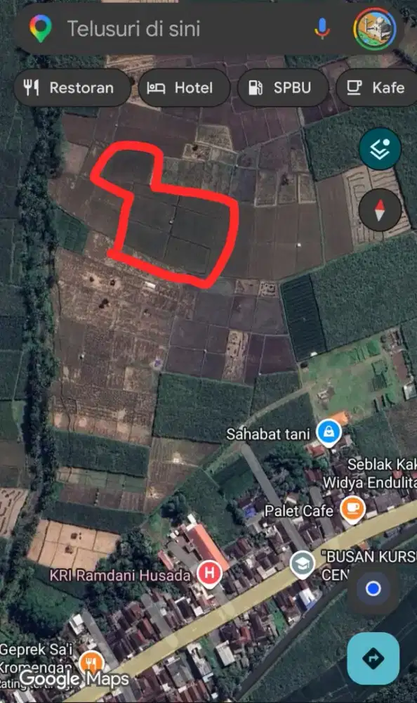 Tanah / Sawah Padi Produktif lokasi Strategis luas 6.546 m2 Kab Malang