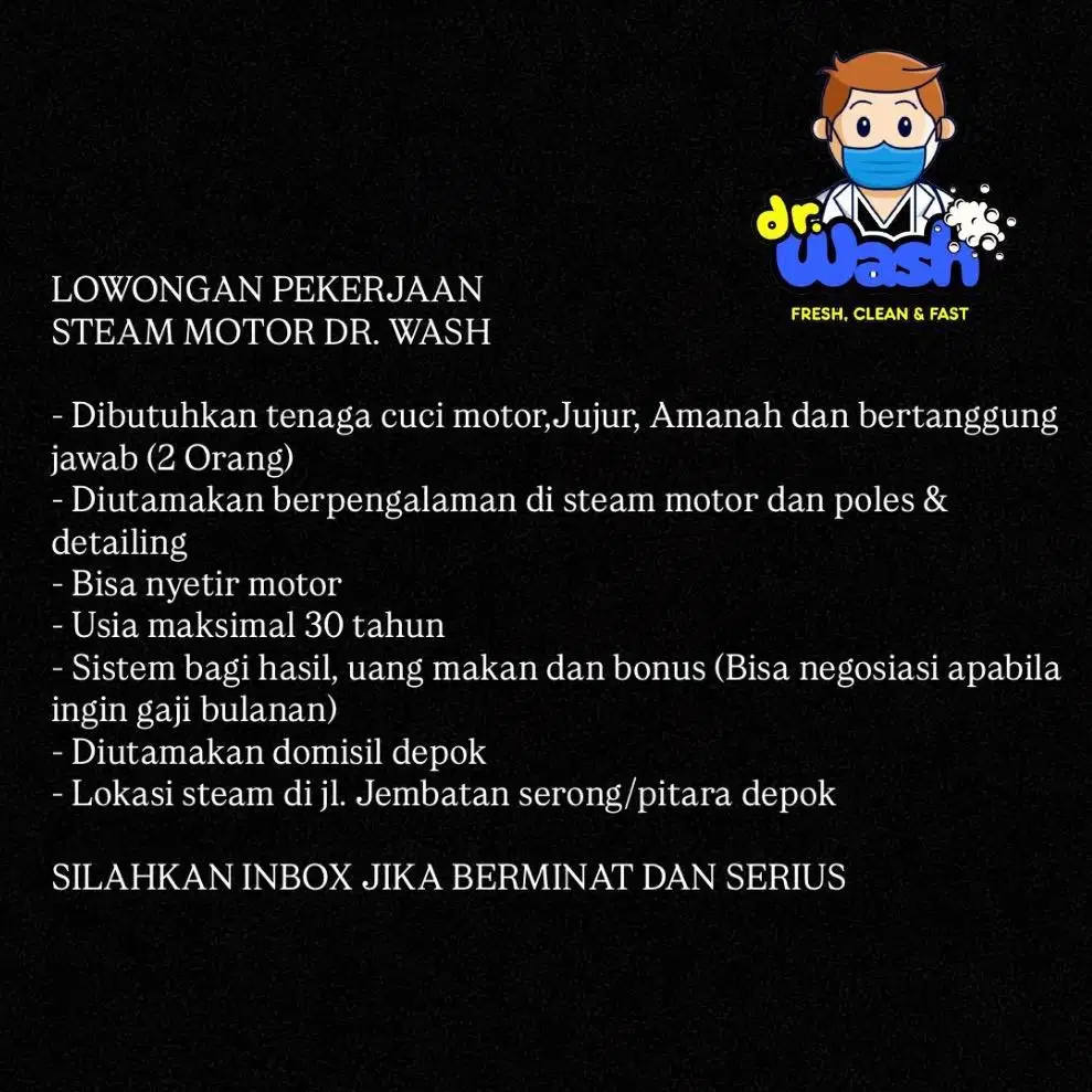 DIBUTUHKAN 2 ORANG PEKERJA