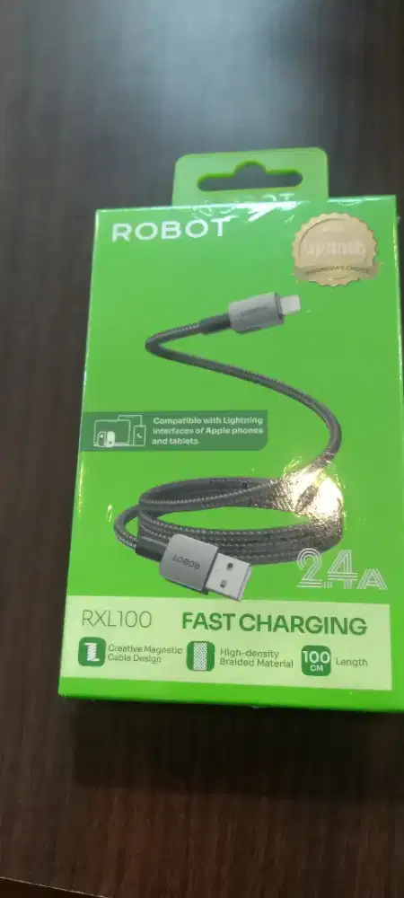 ROBOT Kabel Data Magnetik 1M USB Lighting Anti Kusut Data Cable RXL100