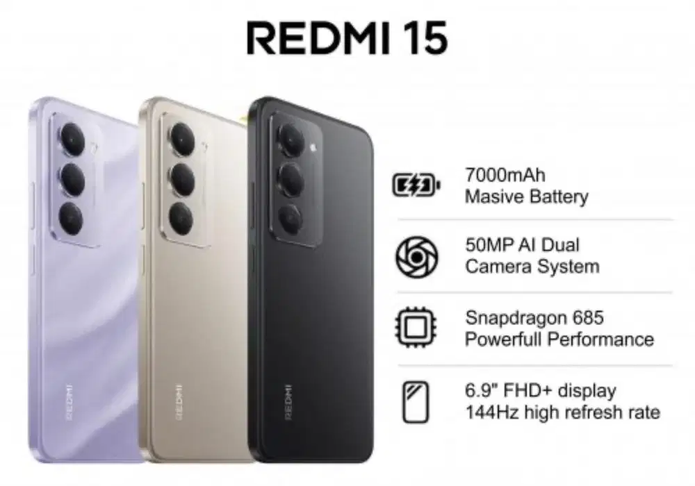 Xiaomi redmi 15 ram 8/128 gb garansi resmu bisa cod