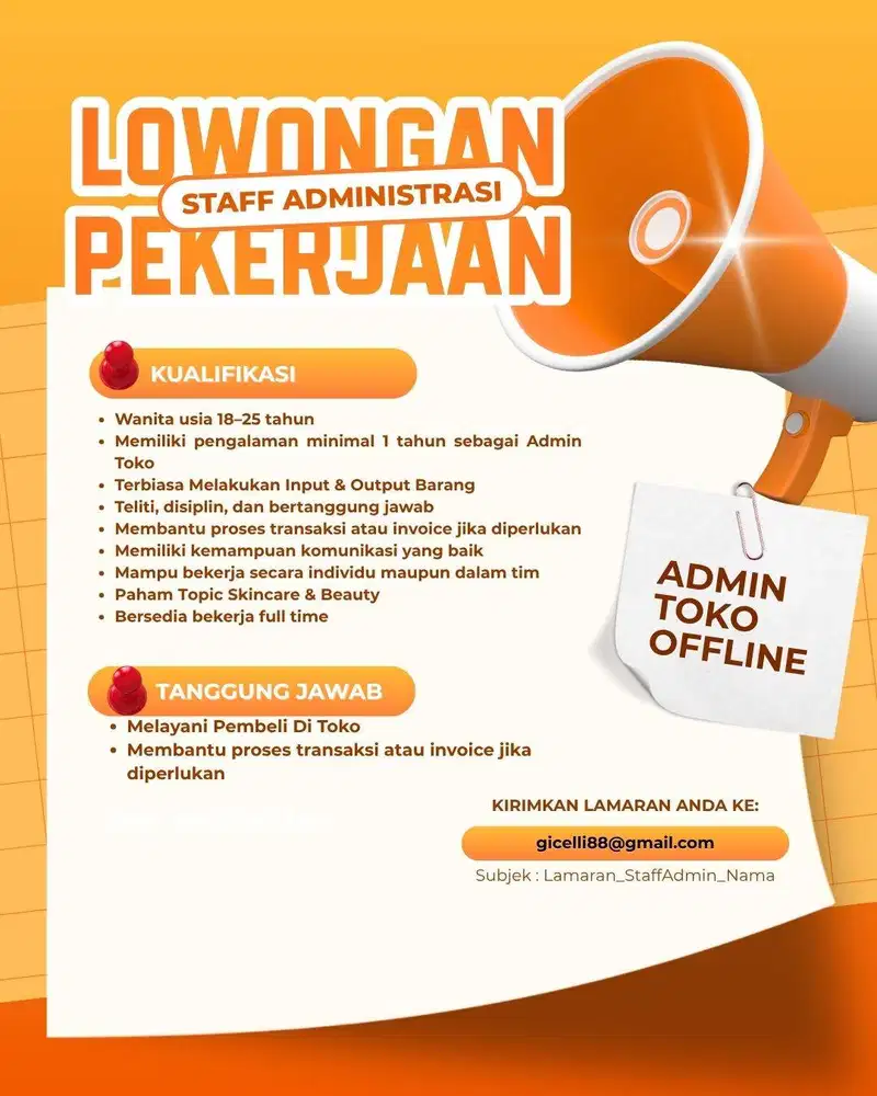LOKER ADMIN TOKO WANITA