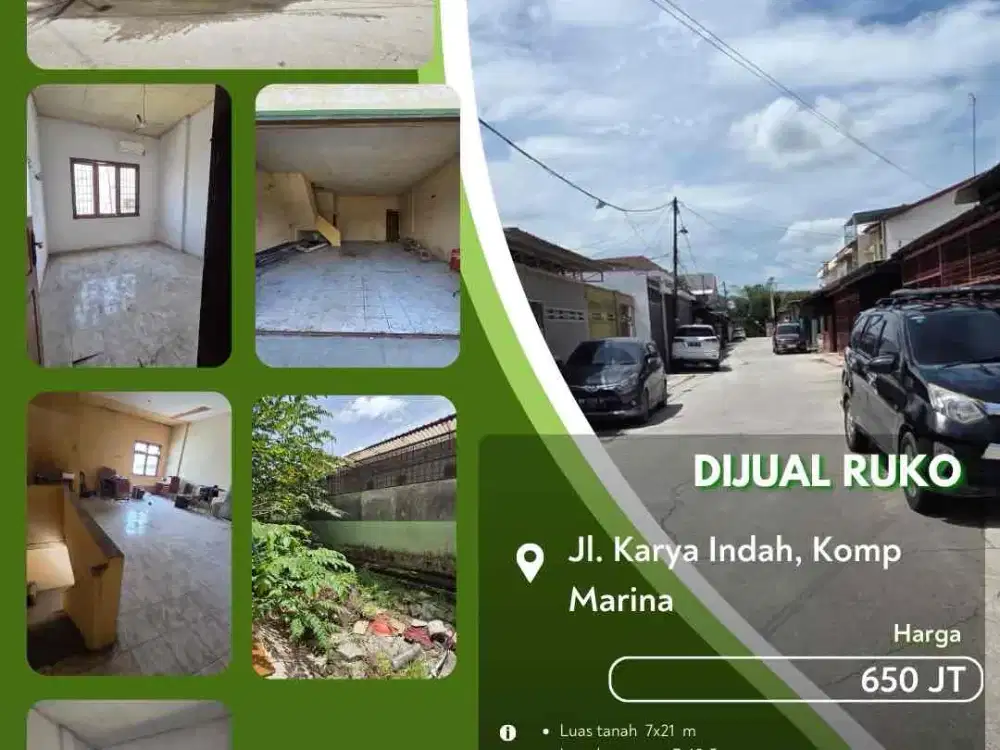 Dijual Ruko Komplek Marina Pekanbaru Kota Butuh Renov sedikit!