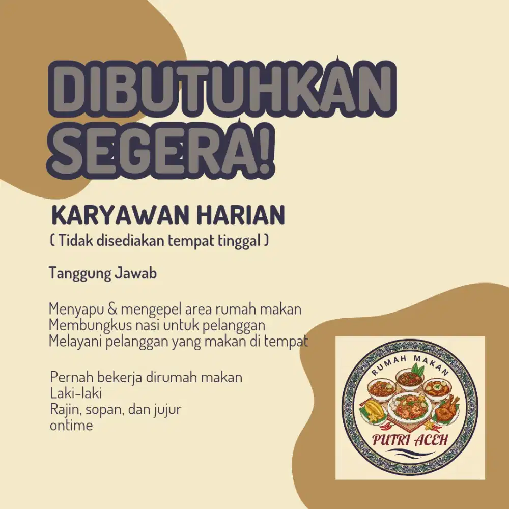 Dibutuh kan karyawan rumah makan