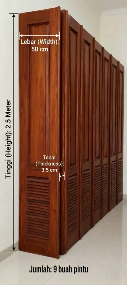 Pintu Garasi Jati Grade A super anti rayap