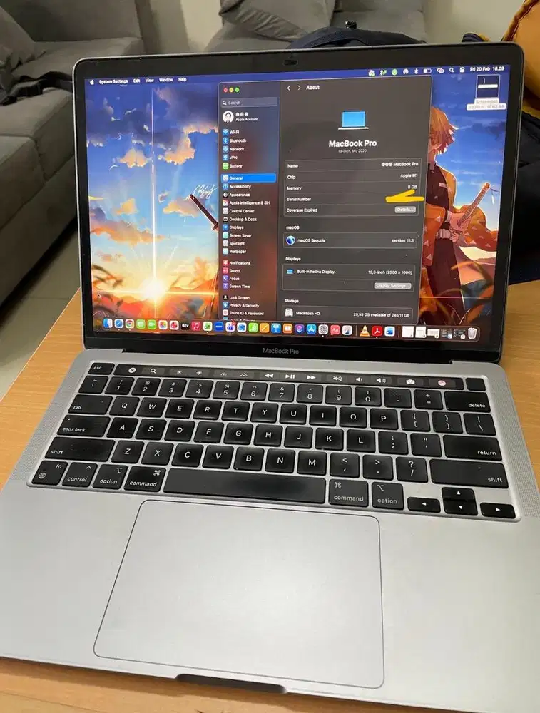 MACBOOK PRO M1 memory 256gb ram 8gb