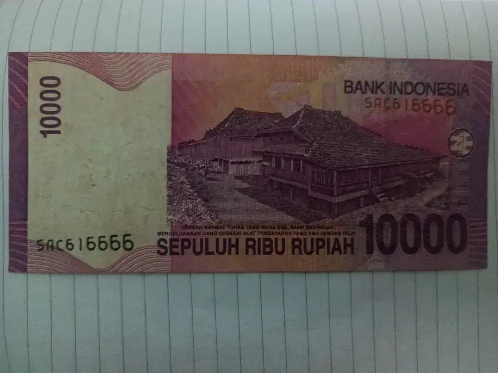 Uang pecahan 10000 seri unik 616666