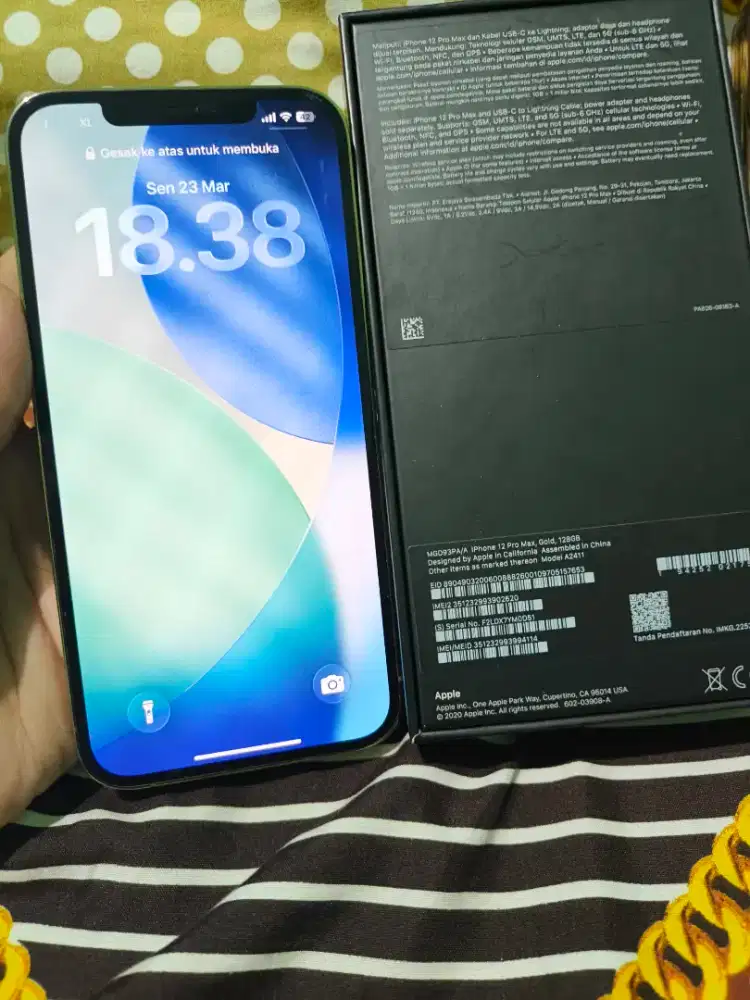 Iphone 12 ProMax iBox Gold Fullset Original iBox lengkap semua normal