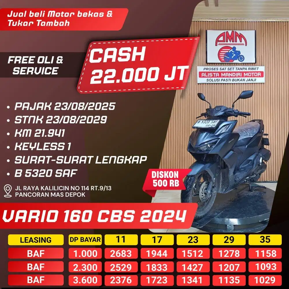 VARIO 160 CBS 2024 DP 1 JUTA KREDIVO INDODANA ALLOBANK GOPAY ALISTA