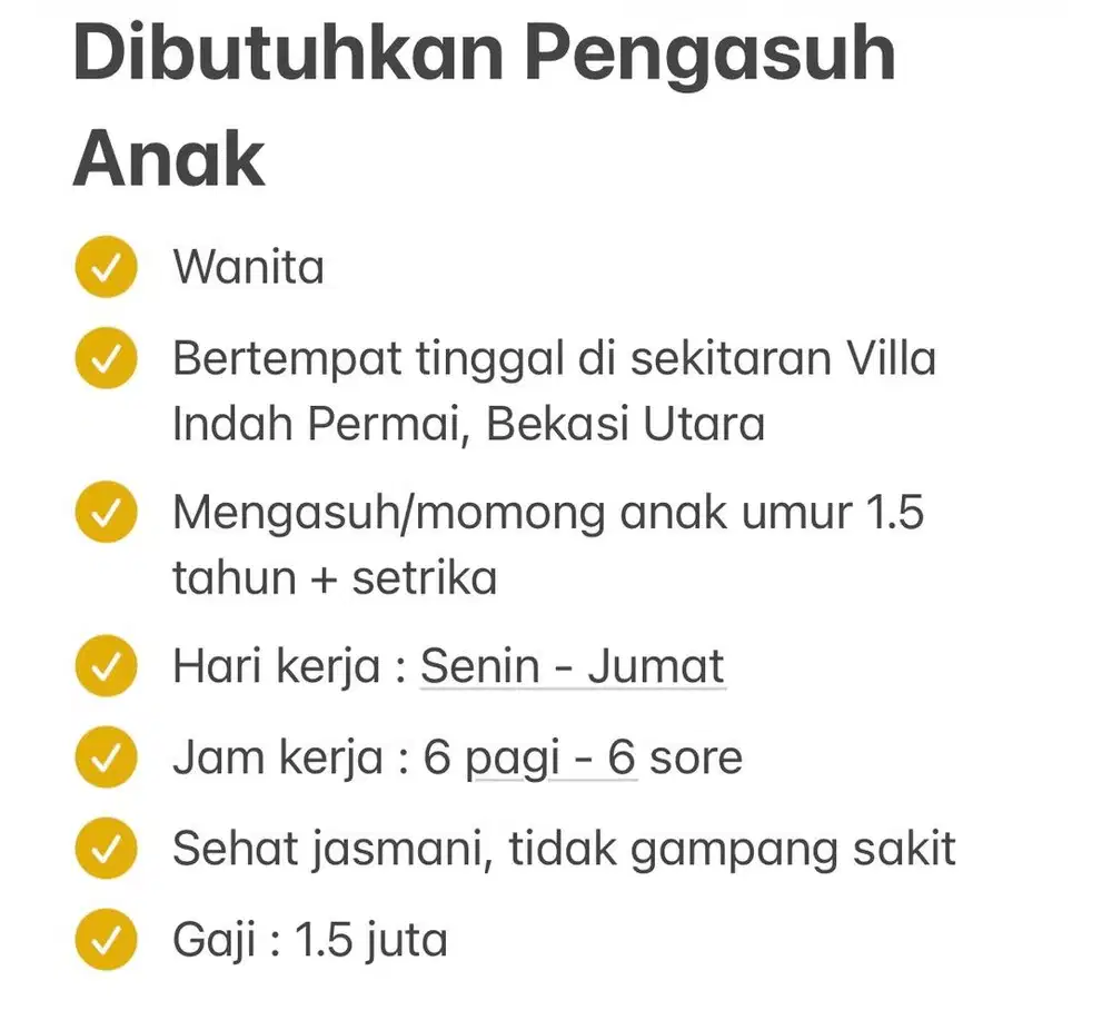 Dibutuhkan Pengasuh Anak