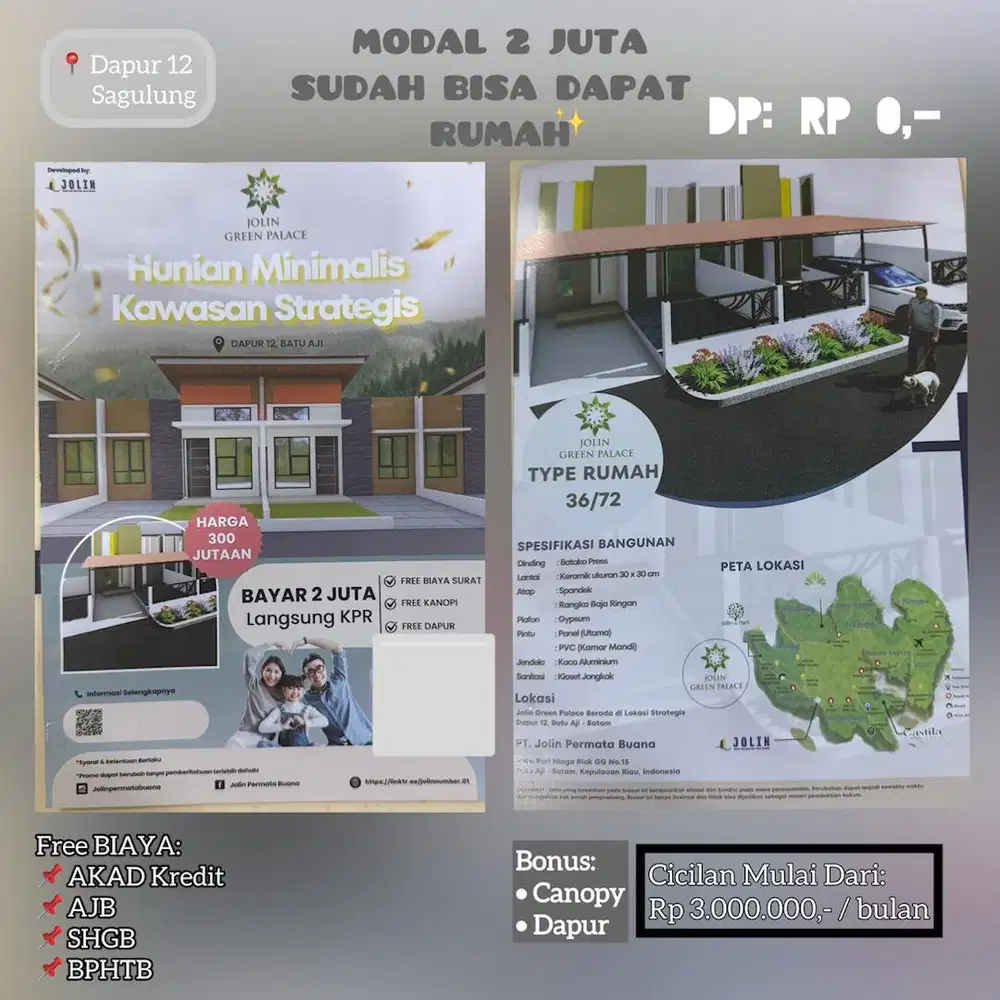 Rumah DP 2 Juta (Cicilan 3 juta/bulan)