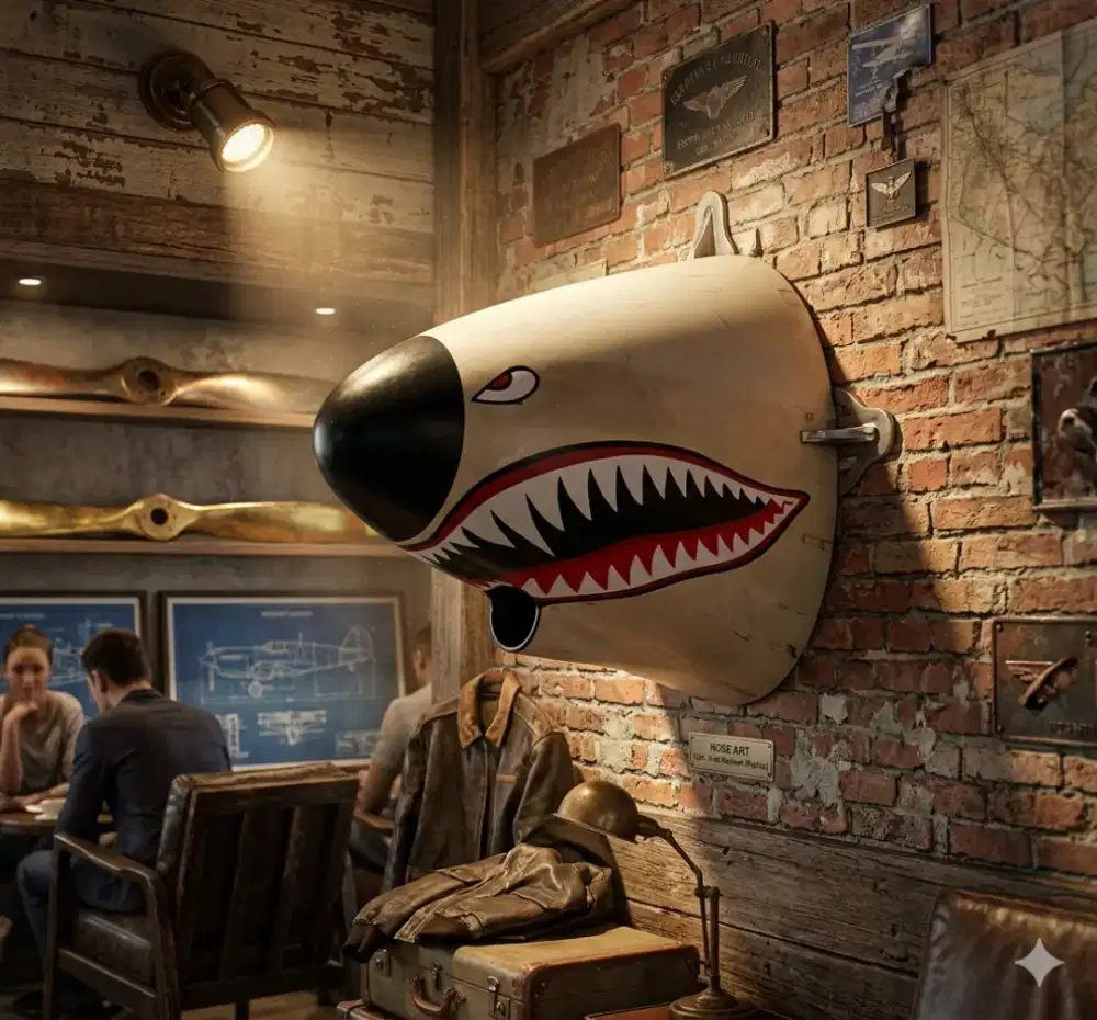 Dekorasi hiasan hidung pesawat jadul antik vintage lawas