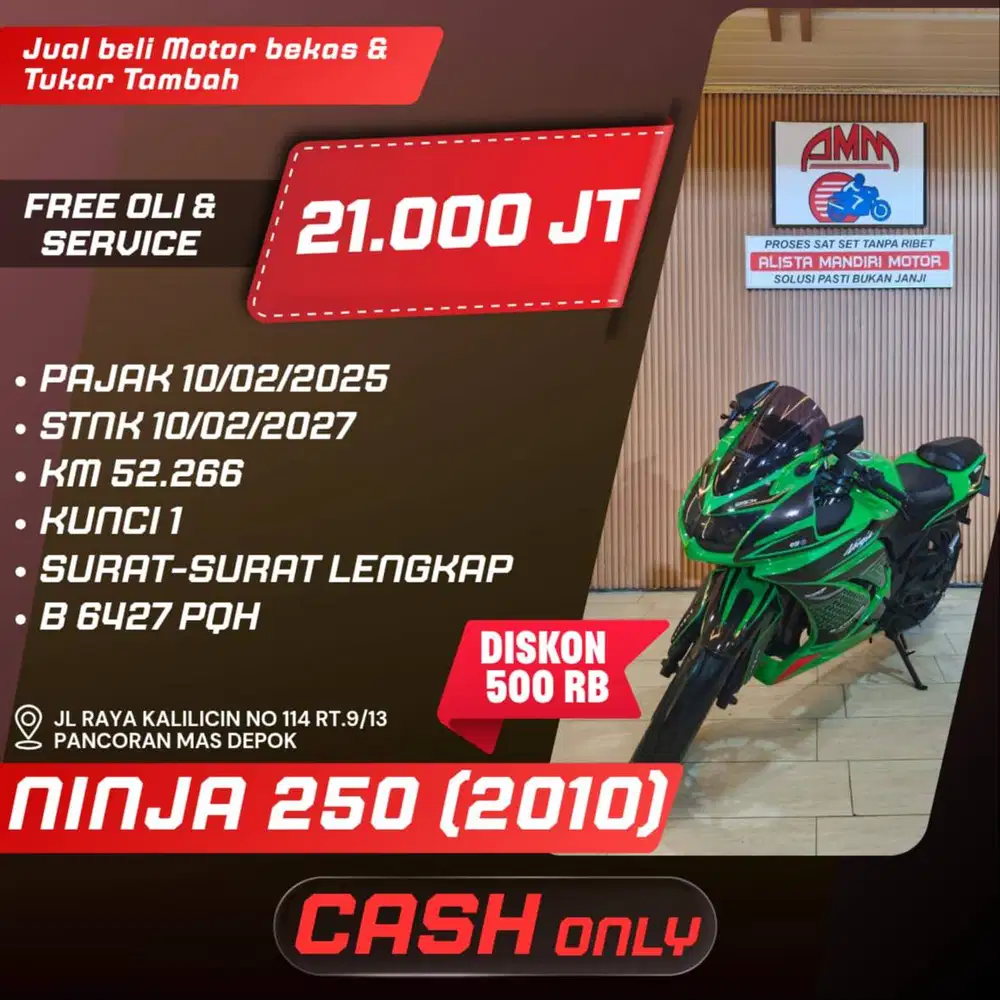 NINJA 250 2010 CC 0% KREDIVO TOKPED SPAYLETTER INDODANA GOPAYLETTER