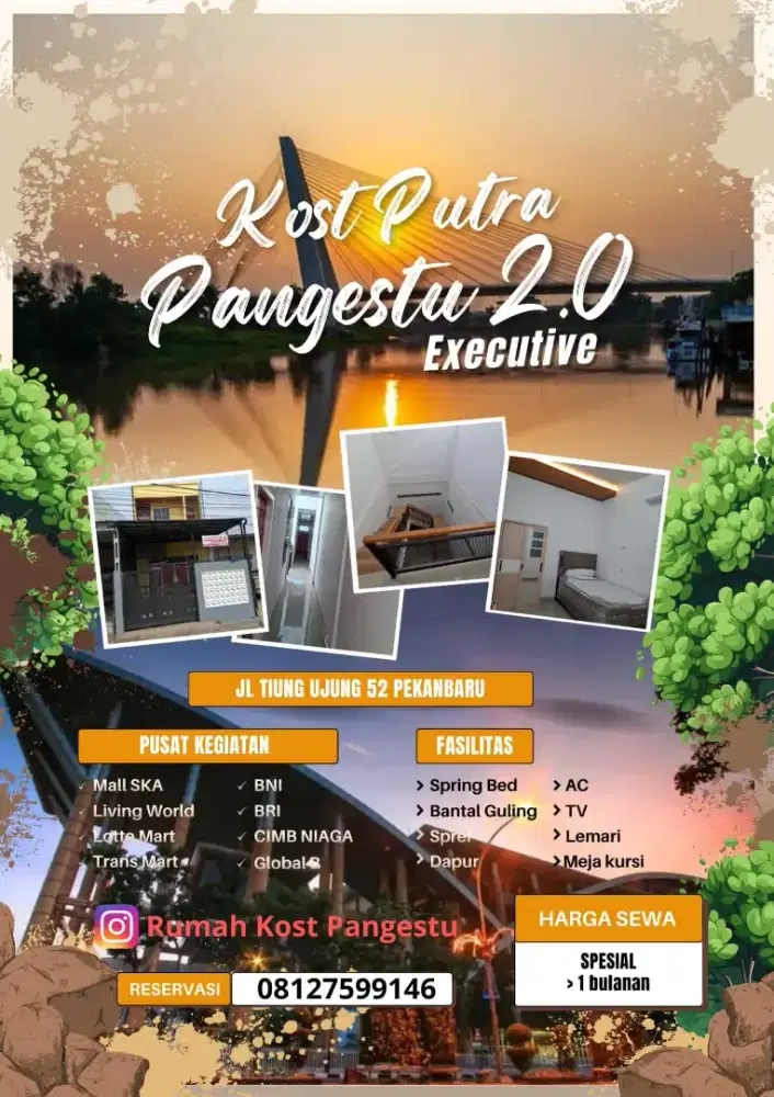Kost Putra Pangestu2.0 Eksekutif jl Tiung Ujung 52 dekat LW SKA dll