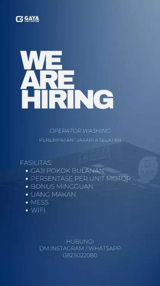 Lowongan Kerja Tenaga Cuci Motor