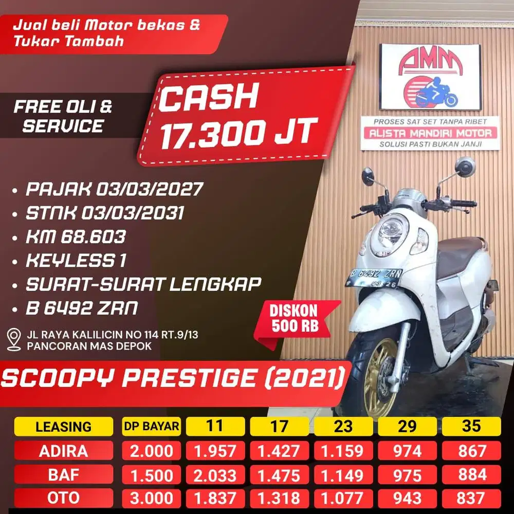 SCOOPY PRESTIGE 2021 PAJAK HIDUP CASH KREDIT INDODANA SHOPEE ALISTA