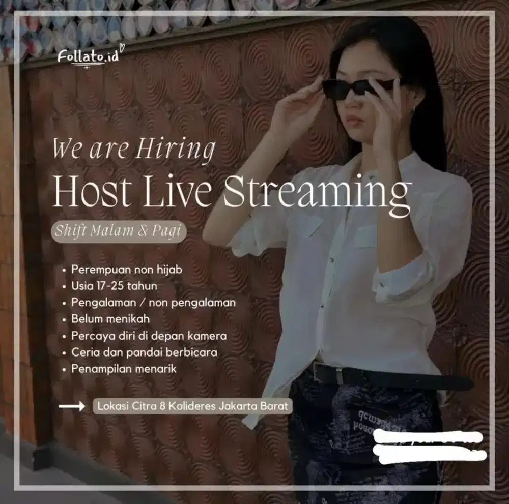 DIBUTUHKAN HOST LIVE STREAMING PRODUK FASHION