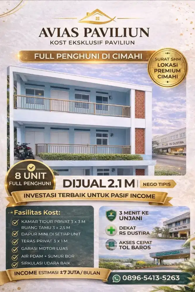Dijual cepat Kost-an Paviliun 8 Pintu 2 LT (BU) *Harga Nego