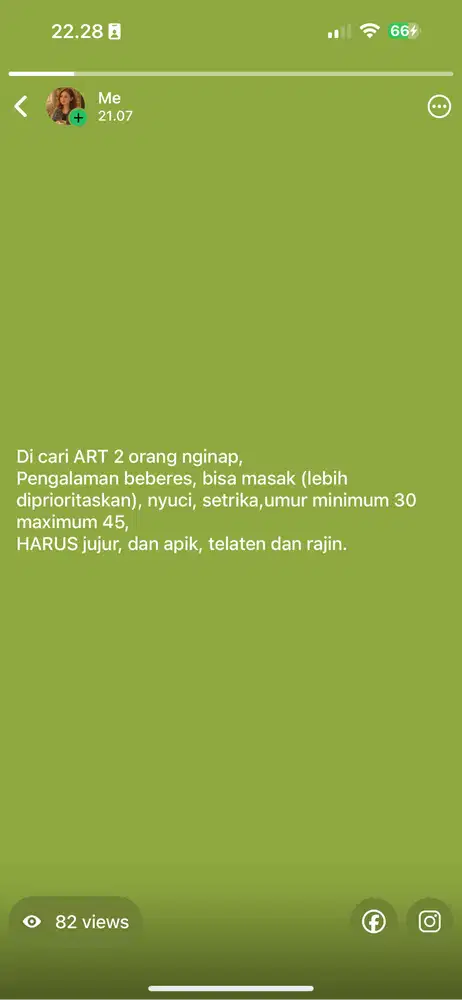 Dicari 2 asisten rumah tangga domisili bandung