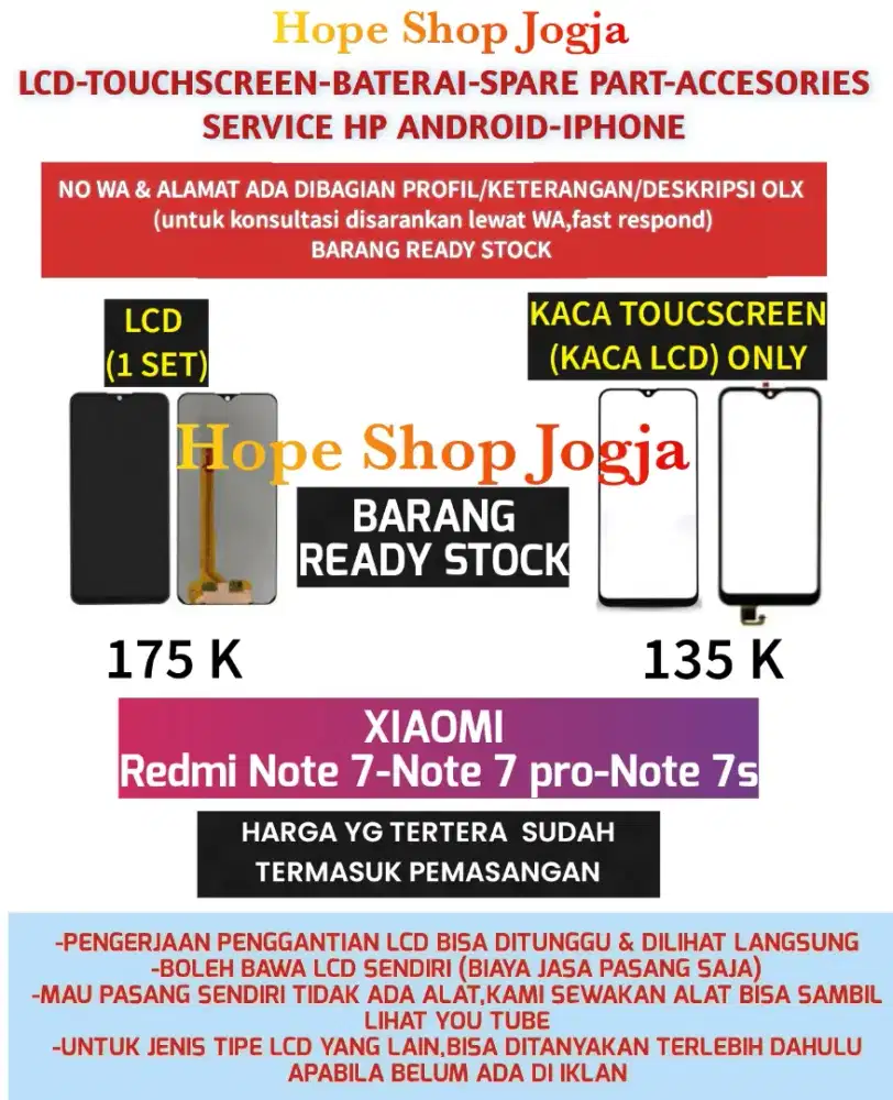 Touchscreen/Baterai-LCD XIAOMI Redmi Note 7/Note 7 pro/Note 7s