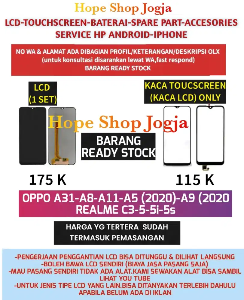 Service HP-Ganti Baterai-Touchscreen/LCD realme C3-5-5i-5s