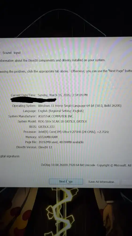 Asus Rog Strix Scar18 RTX 5090 vram 24gb