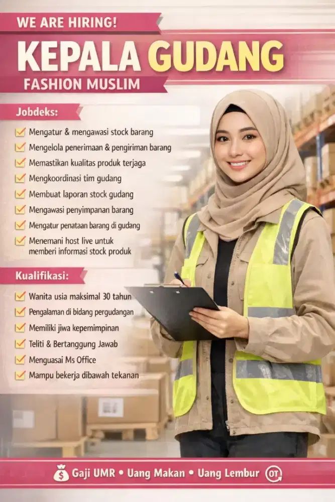 Dibutuhkan segera Kepala Gudang