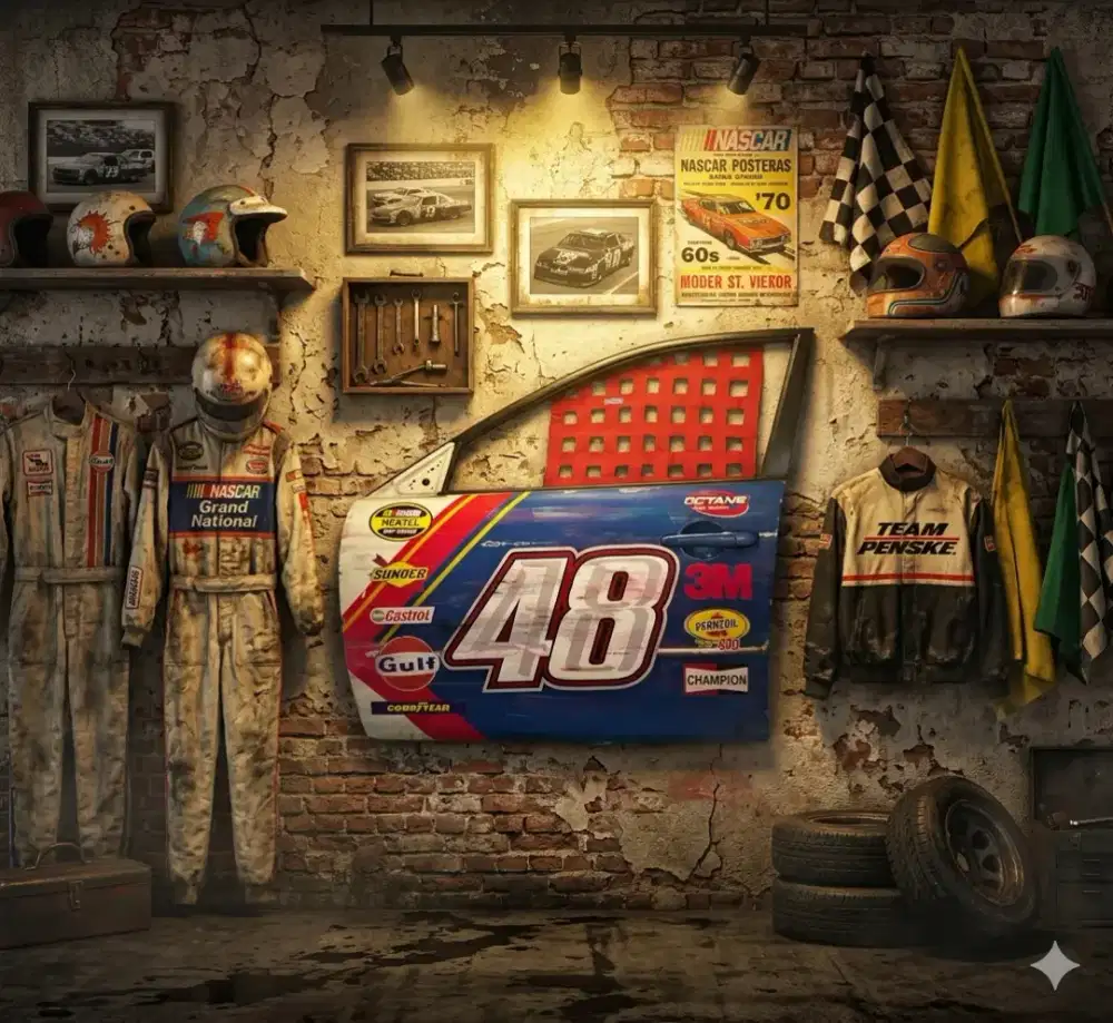 Copotan Pintu mobil NASCAR retro lawas hiasan dekor vintage antik