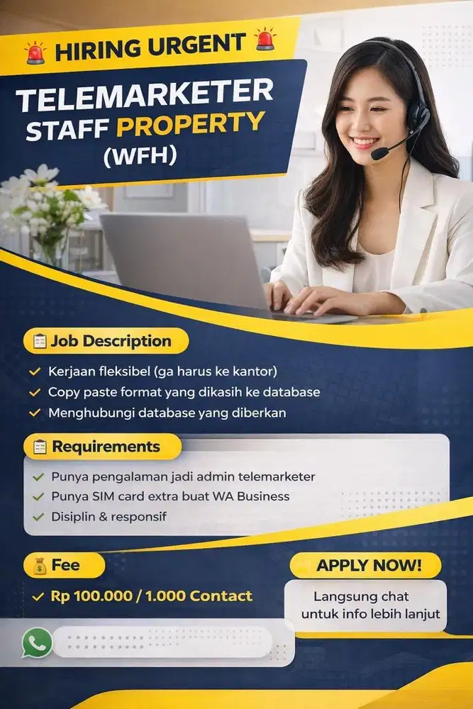DIBUTUHKAN SEGERA ADMIN TELEMARKETER