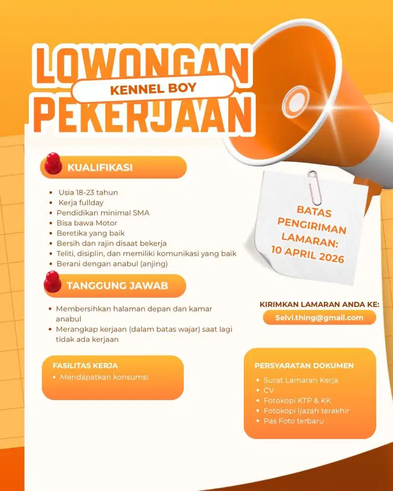 LOWONGAN KERJA KENNEL BOY