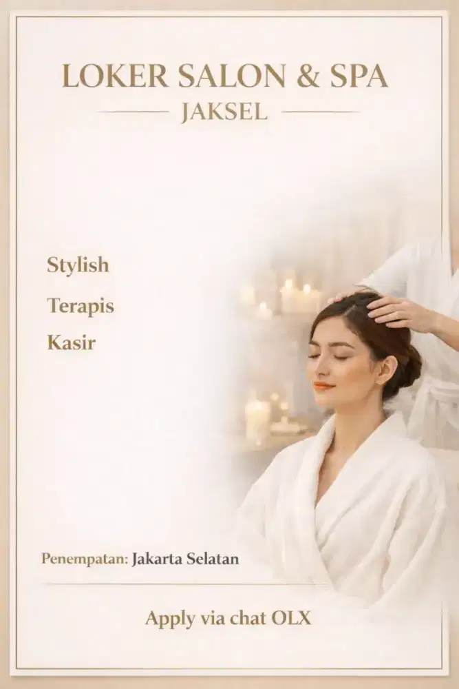 Salon & Spa Tebet Buka Lowongan Terapis /Kasir/Stylist