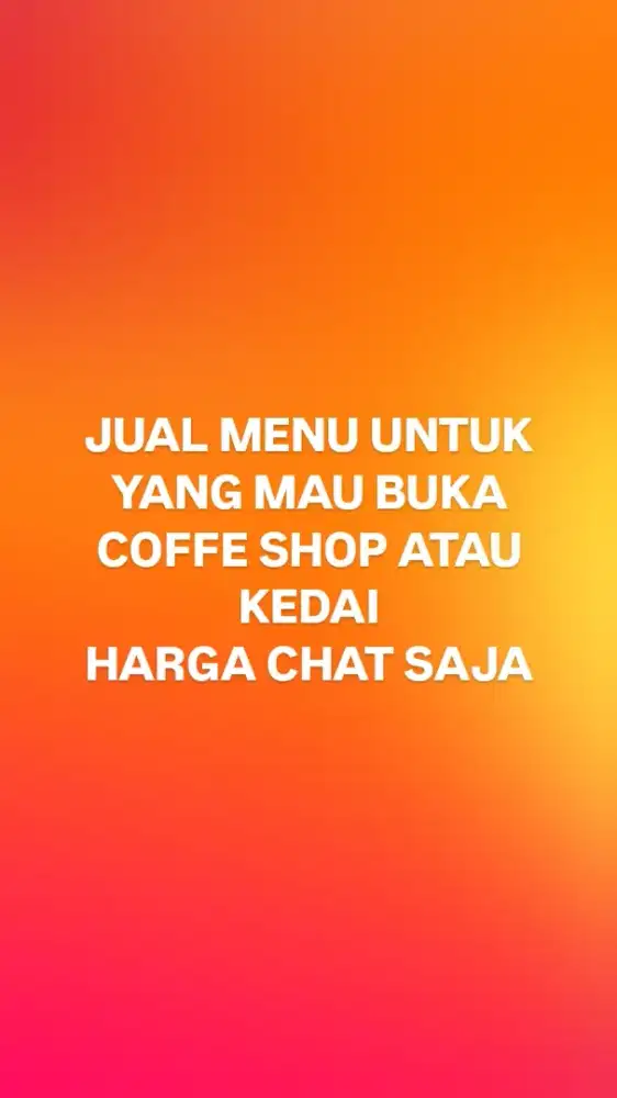 Mau menawarkan menu untuk yang mau usaha