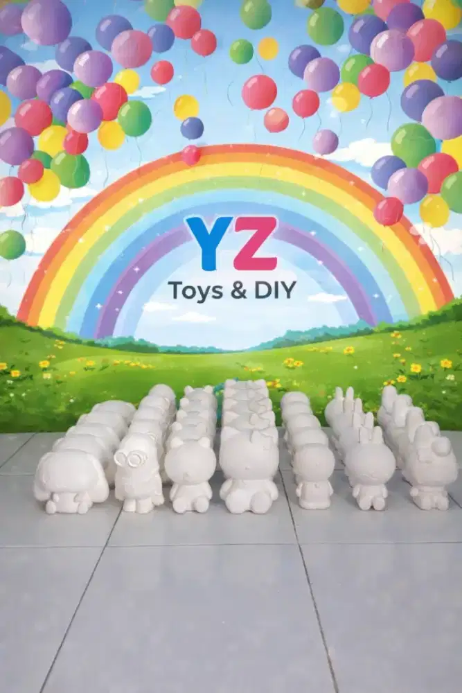 Mewarnai celengan gipsum, celengan gypsum, mainan edukasi,