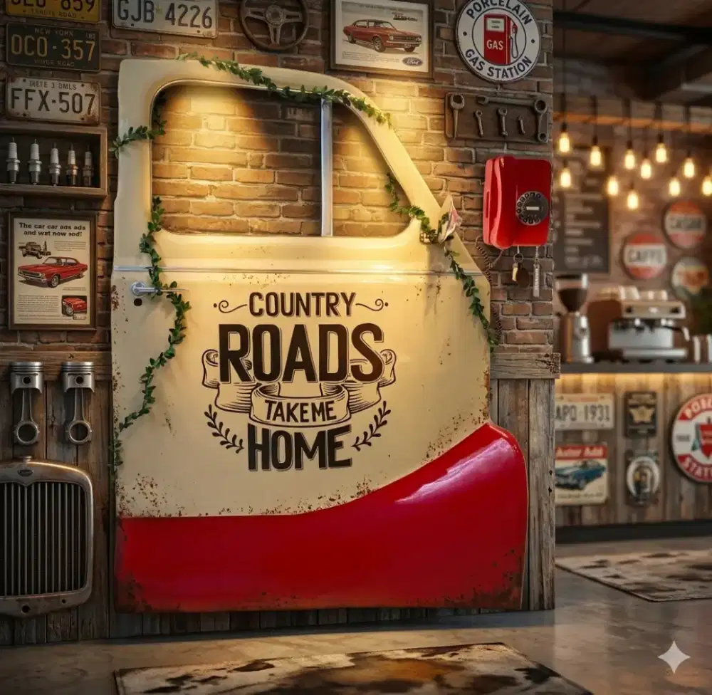 Copotan pintu mobil austin vintage antik lawas dekoraai hiasan cafe