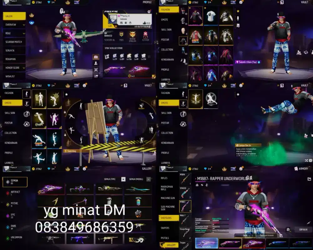 Jual akun Ff minat hub wa