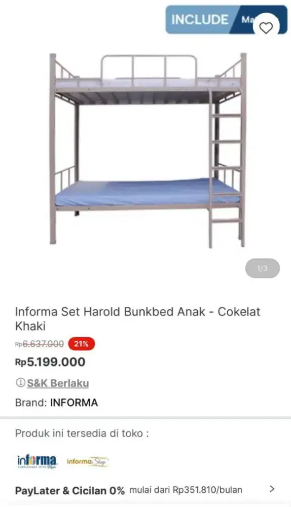 Kasur Dua tingkat Anak Informa Second