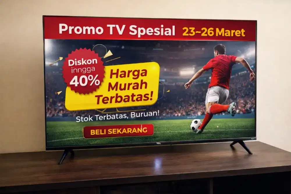 Paket TV + Meja TV Minimalis – Siap Pakai Harga Spesial