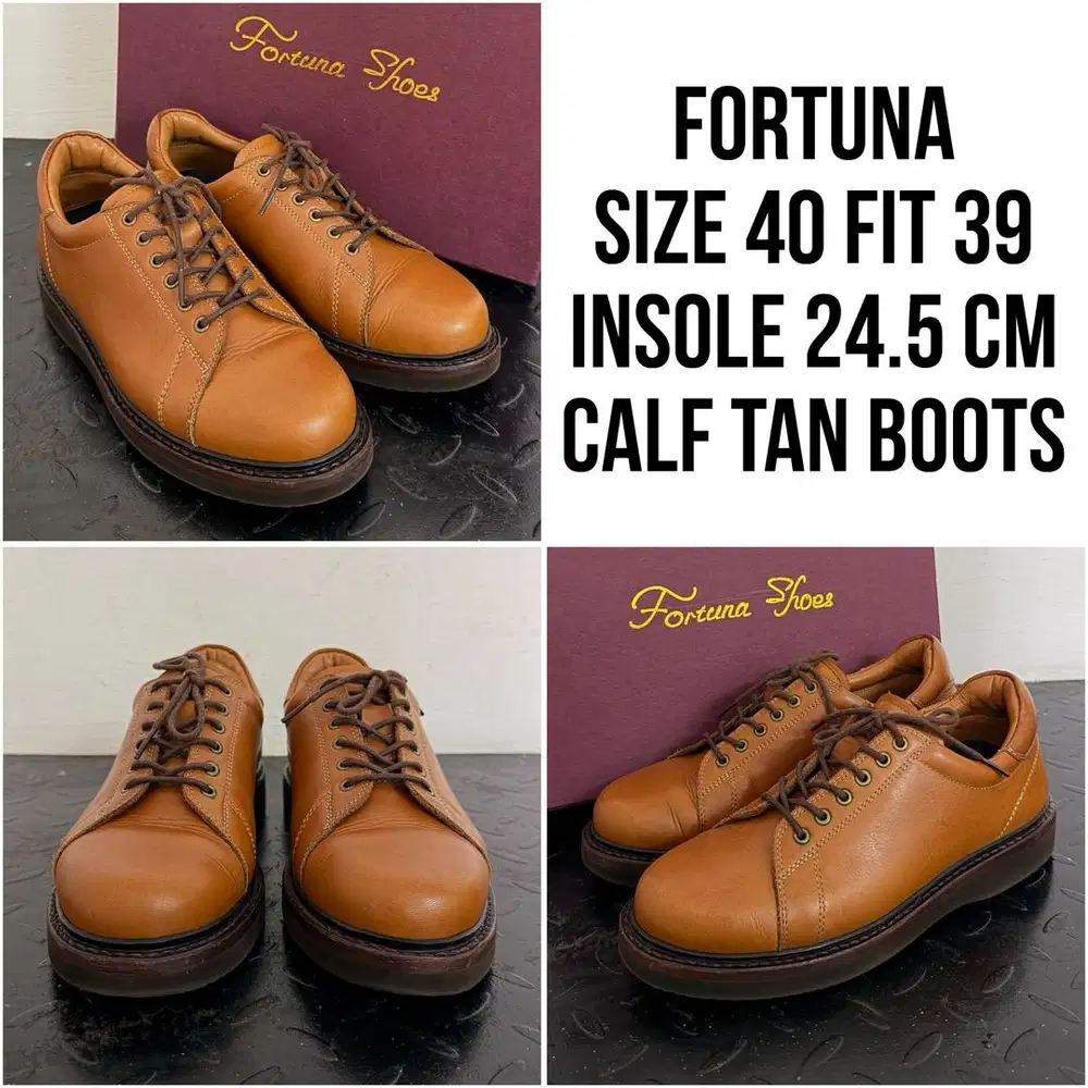 NET - Size 40 FIT 39 FORTUNA | TAN CALF - Sepatu Boots Kulit Pria