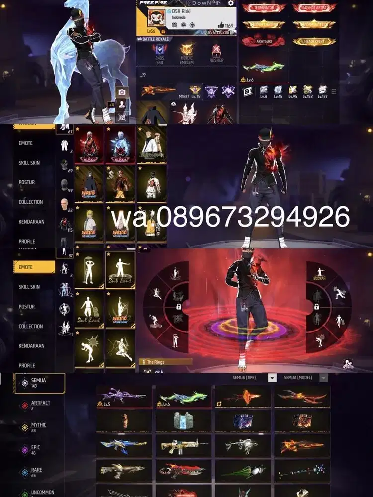 STOK AKUN FF SPEK POLOSAN TW MAX1 SG METEOR LOG GOGGLE