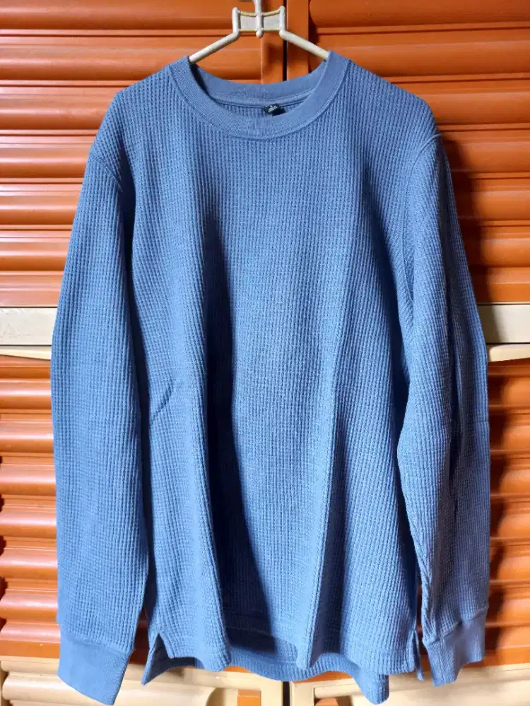 SECOND - T-SHIRT WAFFLE LENGAN PANJANG - BIRU