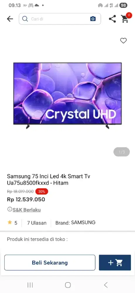 Samsung 75 inci led 4k Ua75u8500fk