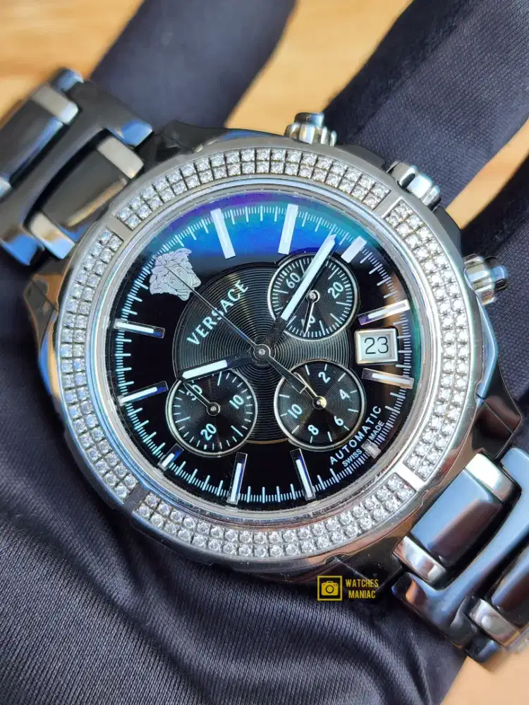 Jam Tangan Super Luxury Original Versace Diamond Chrono Automatic Swis