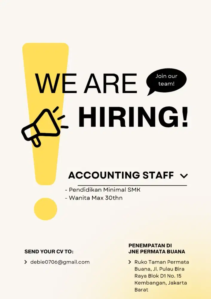 Lowongan kerja untuk staff accounting