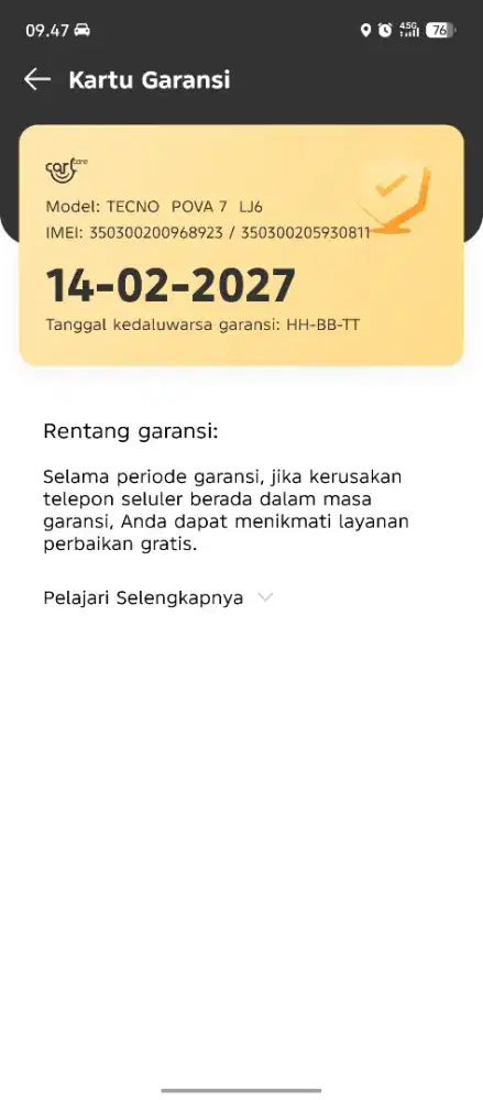 Pova 7 4g 8/128 turun spek