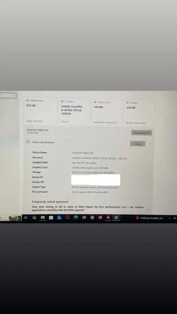 lenovo thinkpad T480 i5 gen 8 8250u think pad laptop touchscreen bekas