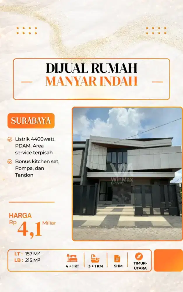 Dijual Rumah di Manyar Indah