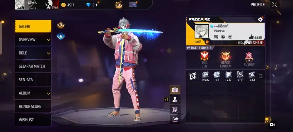 Jual akun game Free fire